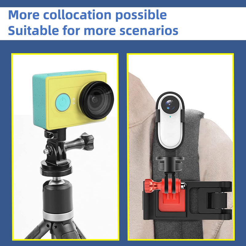 [AUSTRALIA] - Camera Tripod Mount for Gopro Adapter, 360° Adjustment 1/4-20 Screw Conversion Adapter for GoPro Hero10, Insta360 ONE X2, Go 2, Xiaomi Yi and Other Action Cameras Black 