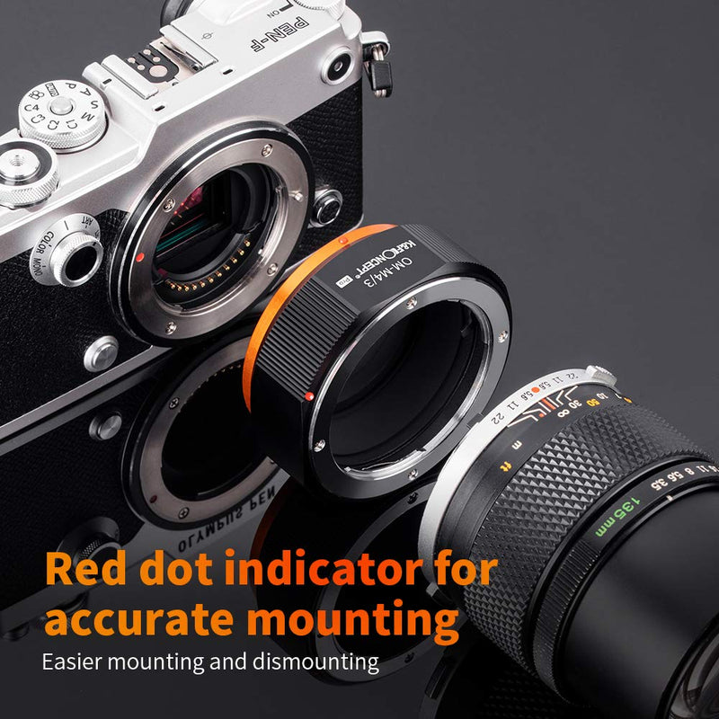 K&F Concept Lens Mount Adapter for Olympus OM Mount Lens to M4/3 MFT Olympus Pen and Panasonic Lumix Cameras OM-M4/3