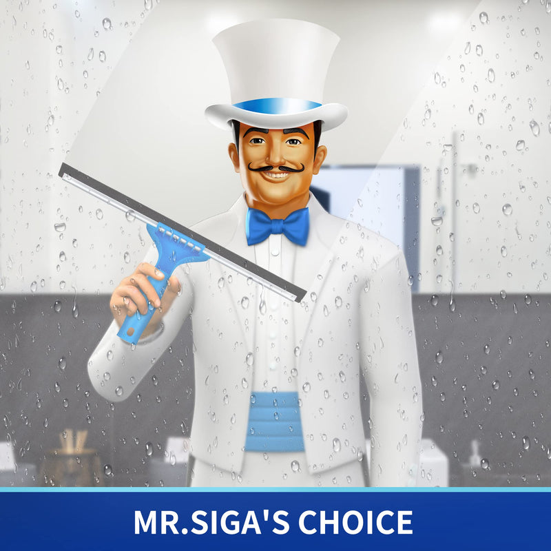 MR.SIGA Professional Window Cleaning Combo - Squeegee & Microfiber Window Scrubber, 14" 14-inch