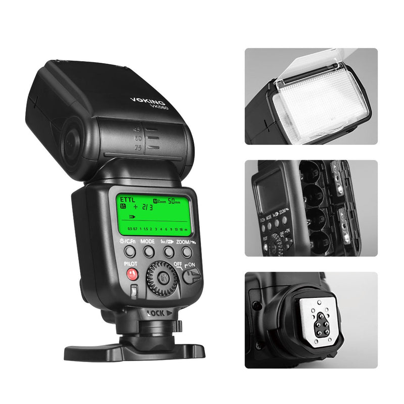 Voking VK580 E-TTL Master Slave Speedlite Shoe Mount Flash for Canon EOS 70D 80D Rebel T7i T6i T6 T5i T5 T4i T3i SL2 and Other EOS DSLR Cameras VK-580