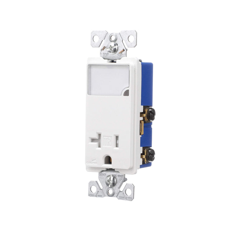 Eaton TR7735W 3-Wire Receptacle Combo Nightlight with Tamper Resistant 2-Pole, White