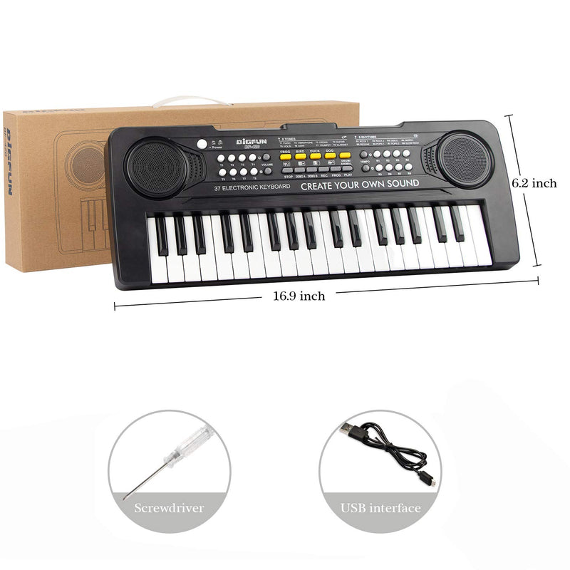 aPerfectLife Kids Keyboard Piano, 37 Key Portable Electronic Piano for Kids, Digital Music Piano Keyboard Educational Toys for 3 4 5 6 7 8 Year Old Girls Boys (Black)