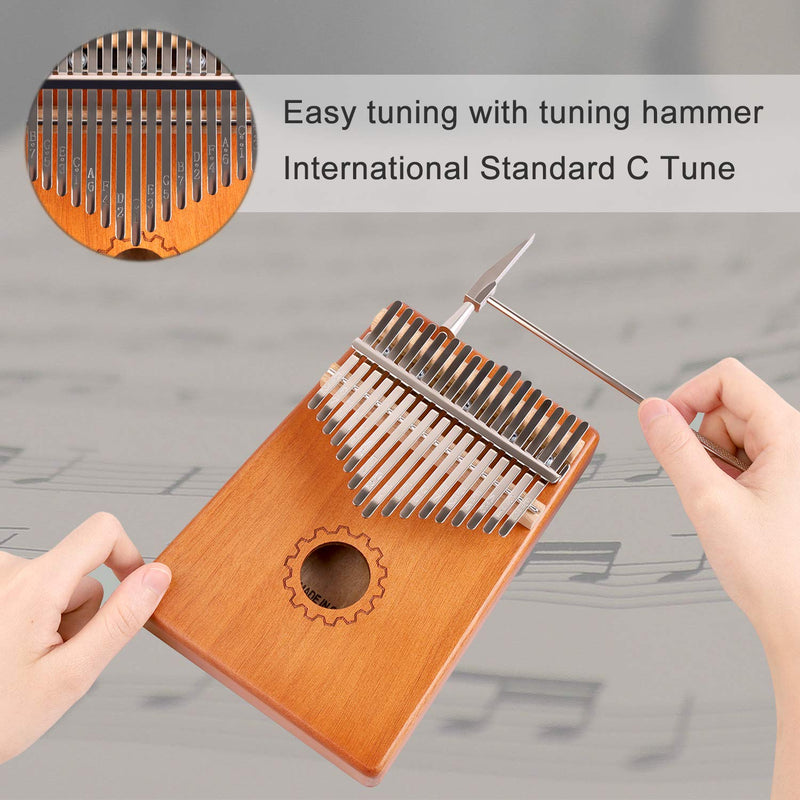 ActFun Kalimba 17 Keys Thumb Piano, Easy to Learn Portable Mahogany Wood Musical Instrument Gifts with Tune Hammer and Study Instruction, for Kids Adult Beginners gear