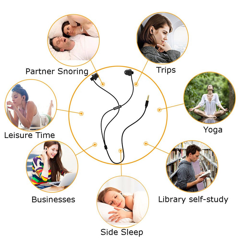 MAXROCK Sleep Earplugs - Noise Isolating Ear Plugs Sleep Earbuds Headphones with Unique Total Soft Silicone Perfect for Insomnia, Side Sleeper, Snoring, Air Travel, Meditation & Relaxation(Black) Black