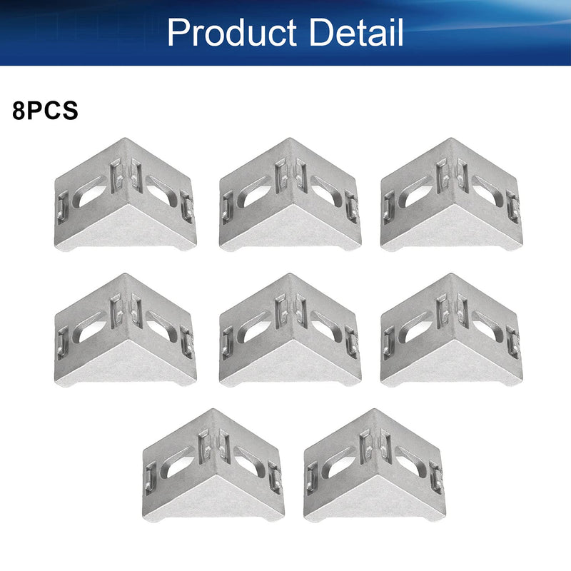 [AUSTRALIA] - Yinpecly Inside Corner Bracket Gusset Aluminum Alloy Interior Joint Bracket Suitable for 3030 Series with 8mm Slot Aluminum Extrusion Profile Silver Tone 8pcs 