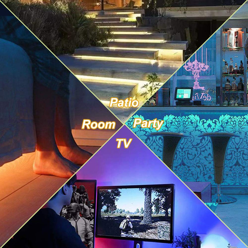 [AUSTRALIA] - xinkaite Waterproof Led Strip Lights 16.4 Ft Flat Light Strip Lighting Tape Lights 150leds Color Changing LED Lights Strip with Remote Control for Kitchen Bedroom Mirror Home Decor Party Wedding 16.4FT 