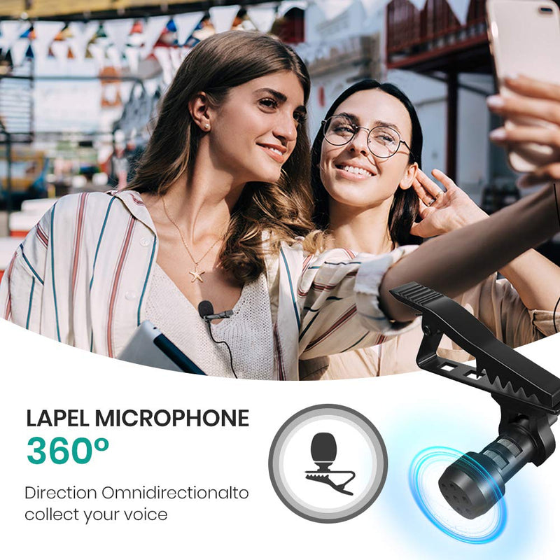 [AUSTRALIA] - MeloAudio Lavalier Lapel Microphone with Headphone Monitoring, 3.5mm Clip-on Omnidirectional Condenser Mic for Podcast Youtube Interview Vlogs Video Recording Android iOS Windows, Noise Cancelling Mic 