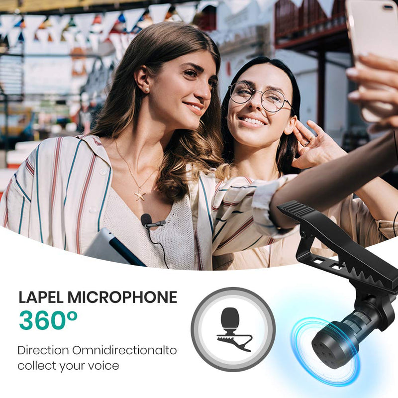 MeloAudio Professional Lavalier Lapel Clip-on Interview Podcast Noise Cancelling Microphone with Omnidirectional Mic and Headphone Monitoring for YouTube Vlogging Video Facebook Live for iOS Devices