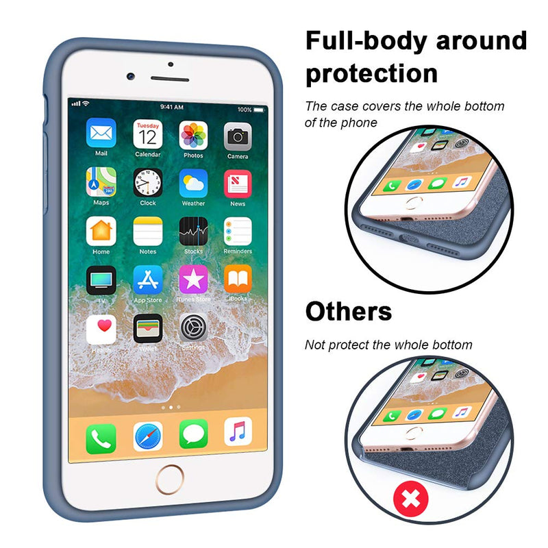 Anuck Case for iPhone 8 Plus Case, for iPhone 7 Plus Case 5.5 inch, Soft Silicone Gel Rubber Bumper Case Microfiber Lining Hard Shell Shockproof Full-Body Protective Case Cover - Blue Gray