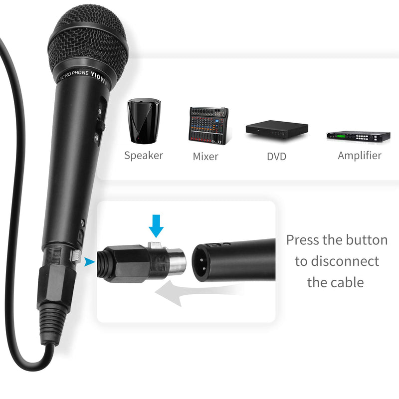 Yiowner Wired Karaoke Microphone for Singing, Handheld Microphone with 3.0m Cable, Vocal Dynamic Mic for Speaker, AMP,Mixer, DVD