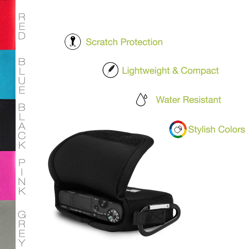 MegaGear Ultra Light Neoprene Camera Case Compatible with Sony Cyber-Shot DSC-RX100 VII, Olympus Tough TG-6, TG-5, Sony Cyber-Shot DSC-RX100 VI, DSC-RX100 V Black