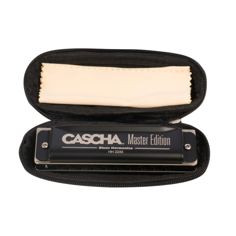 CASCHA Master Edition Blues Harmonica, high-quality harmonica in A-major with soft case and care cloth, blues organ