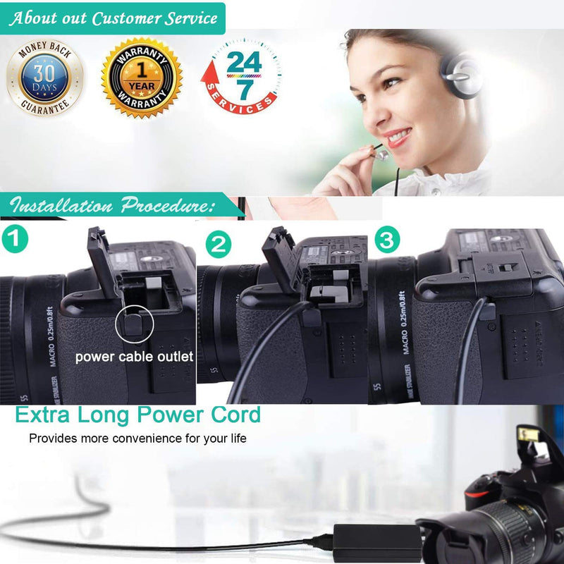 HY1C ACK-E10 AC Power Adapter DR-E10 Dummy Battery Coupler Kit Replacement LP-E10 Batteries for Canon EOS Rebel T3 T5 T6 T7 T100 1100D 1200D 1300D 1500D 2000D 4000D Cameras