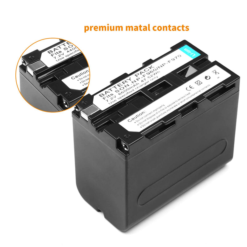 D&F NP-F970 Replacement Battery 6600mAh Li-on Battery(1 Pack) Compatible with Sony Camcorder and other LED Camcorder Photography Lights F970 Battery