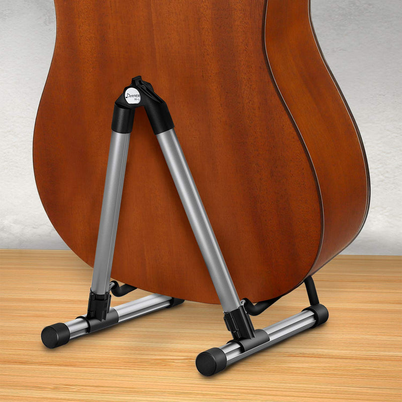 Donner DS-1 Gray Folding Guitar Stand for Acoustic Electric Classical Bass Guitar,Travel Guitar Stand Grey