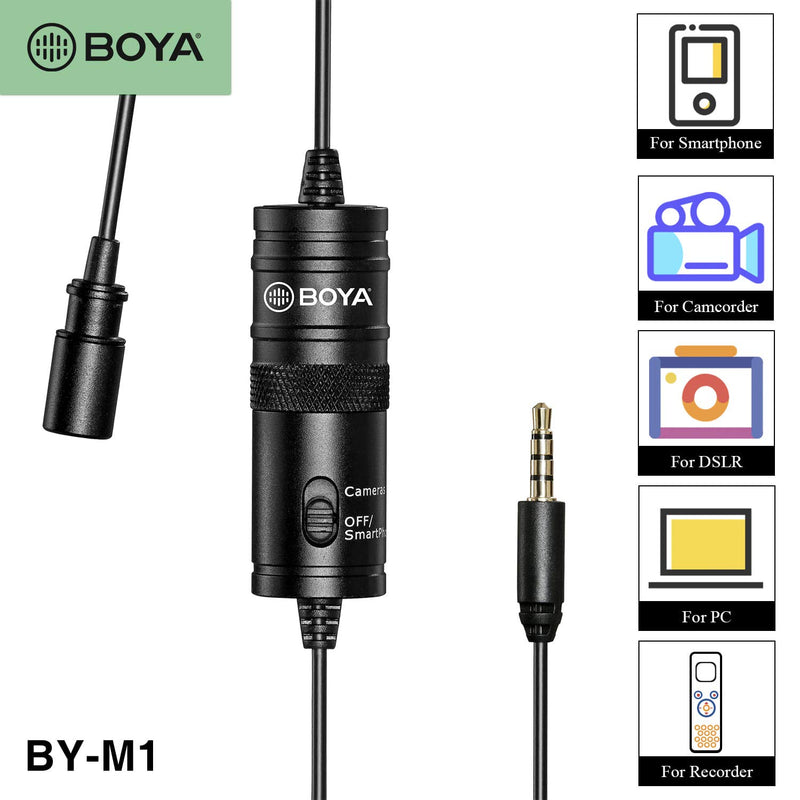 [AUSTRALIA] - ­Omnidirectional Lavalier Lapel Microphone BOYA by-M1 with Easy Clip On System ­for Canon Nikon Sony DSLR Cameras,iPhone,Android,Samsung, for Podcast Recording Interview Video 