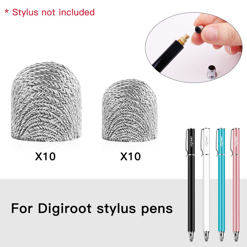 Digiroot High Precision Replacements Fiber Tips for Digiroot Dual-tip Capacitive Stylus Pens Only (10 Pcs 0.2" Tips, 10 Pcs 0.24" Tips)