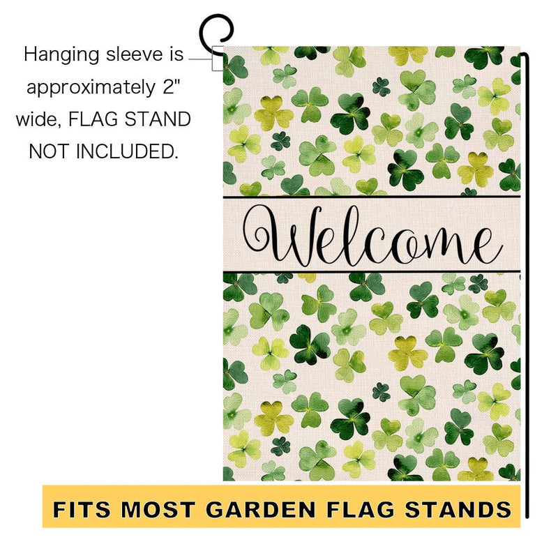 Welcome Spring St. Patrick's Day Small Garden Flag Vertical Double Sided Burlap Yard Outdoor Decor 12.5 x 18 Inches 12.5x18 Green