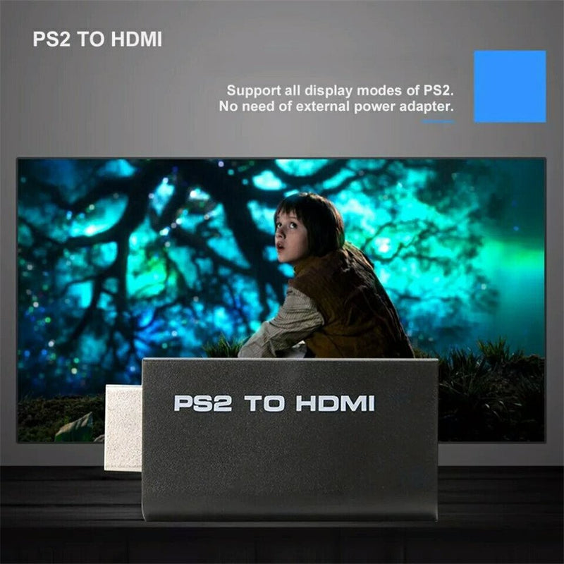 1080P PS2 to HDMI Adapter Converter with 3.5mm Audio Output + 5 Feet HDMI Cable for HDTV HDMI Monitor