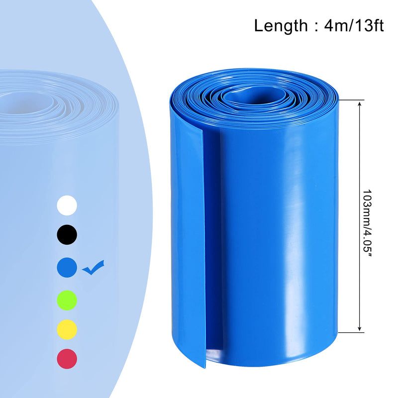 MECCANIXITY Battery Wrap PVC Heat Shrink Tubing 103mm Flat 4m Blue Good Insulation for Battery Pack