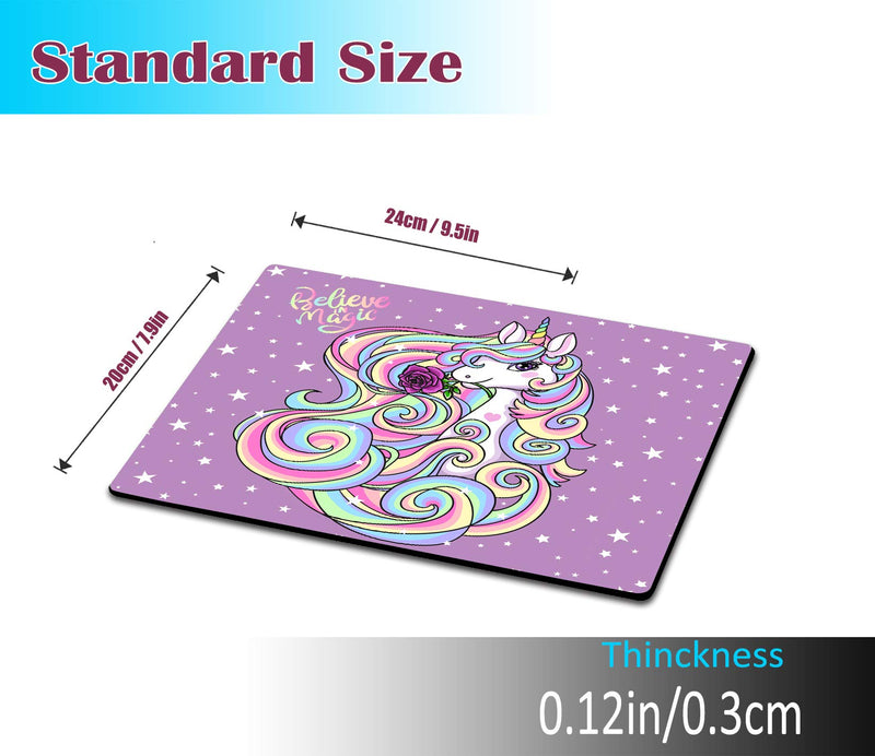 Mouse Pad, Cute Funny Unicorn Purple Mousepads , Gaming Mouse Pads, Non-Slip Rubber Base Mousepad for Laptop Computer & PC, Gift for Coworker, Gift for Boss Rose Unicorn A Purple unicorn