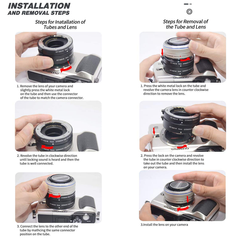 Mcoplus EXT-M4/3-M 10mm 16mm Automatic Extension Tube for Olympus Panasonic Micro 4/3 System Camera