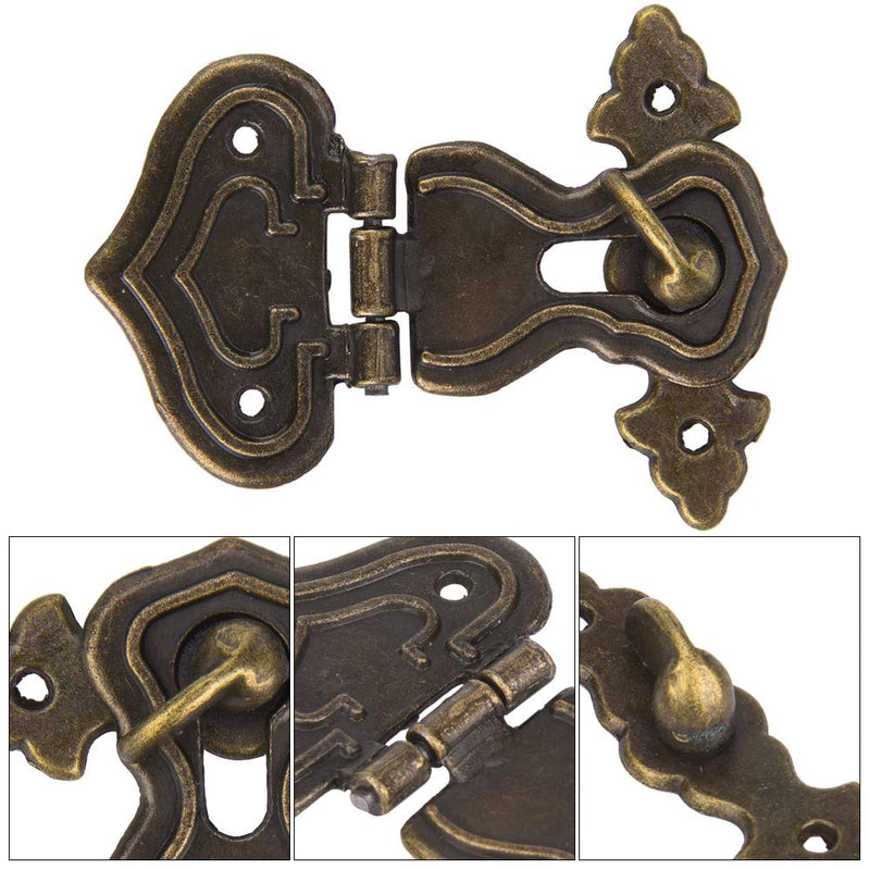 10Pcs Boxes Hasp Latch, Antique Style Bronze Buckle Alloy Lock Hoist Lock Jewelry Wooden Box Hasp Latch Lock with Screws Bronze Coloured Latch Catch