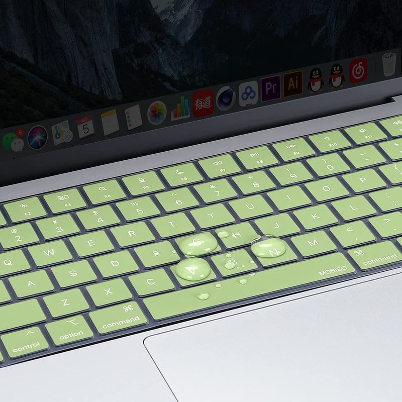 MOSISO Keyboard Cover Compatible with MacBook Pro 14 inch 2022 2021 M1 Pro/M1 Max A2442&Compatible with MacBook Pro 16 inch 2021 M1 Pro/M1 Max A2485,Protective Waterproof Silicone Skin, Avocado Green