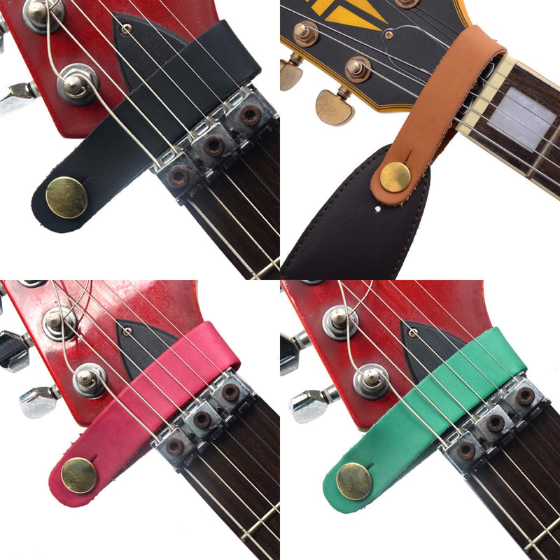 4 Pieces PU-Leather Guitar Headstock Strap Tie Guitar Neck Strap Button Headstock Adapter