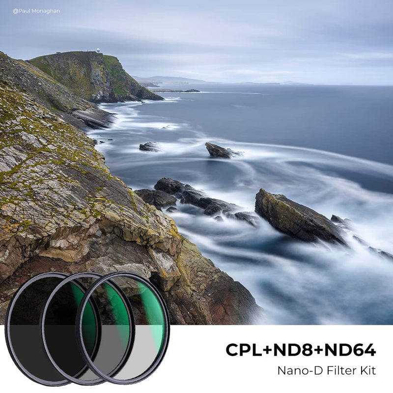 K&F Concept 55mm Lens Filter Kit Neutral Density ND8 ND64 CPL Circular Polarizer Filter Set with 24 Multi-Layer Coatings for Camera Lens