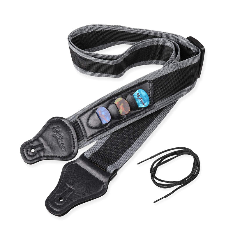 Mr.Power Guitar Strap with 3 Pick Holders for Electric/Acoustic Guitar (Nylon Strap) Nylon Strap