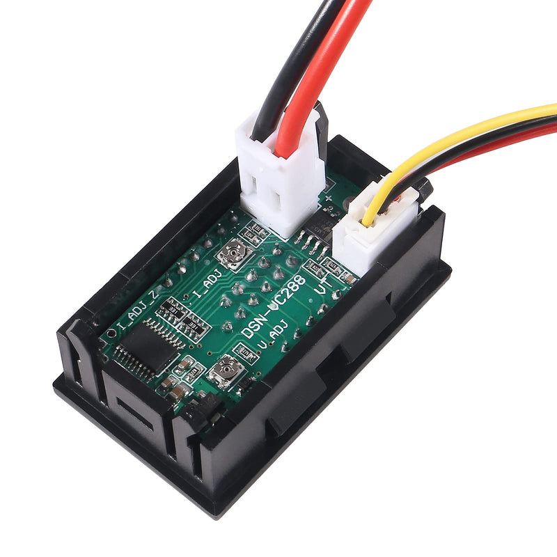 Aobao 2pcs 0.28'' Digital Volt Amp Voltmeter Ammeter Meter DC 0-100V 50A Red Blue Dual LED Display Voltage Amperage Current Meter 2 in 1 Tester with 50A/75mV Shunt