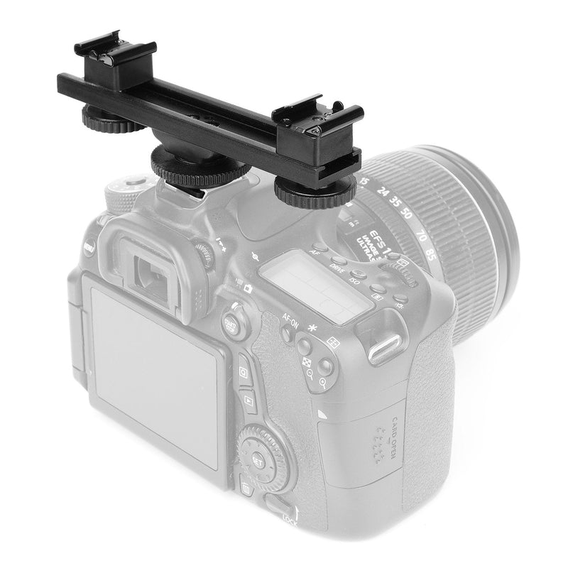 Cold Shoe Extension Bracket Dual Camera Mount, ChromLives Straight Bar Mount Dual Flash Bracket Compatible with Nikon Canon Sony Olympus DSLR Camera Camcorder DV Flash