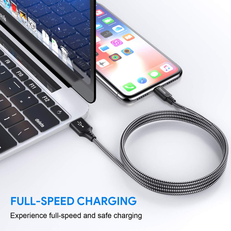 IWAVION iPhone Charger Cable, 4pack 3ft/1m Lightning Cable Nylon Braided MFi Certified iPhone Cable USB Sync Cord Fast iPhone Charging Cable for iPhone Xs Max X XR 8 7 6s 6 Plus SE 5, iPad Mini/Air