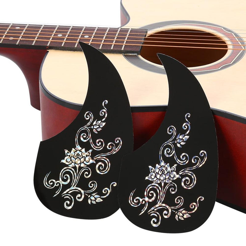 Dilwe 2Pcs Guitar Pickguard Sticker, Comma Shape Pick Guard for Acoustic Guitar Accessory Silver Vine