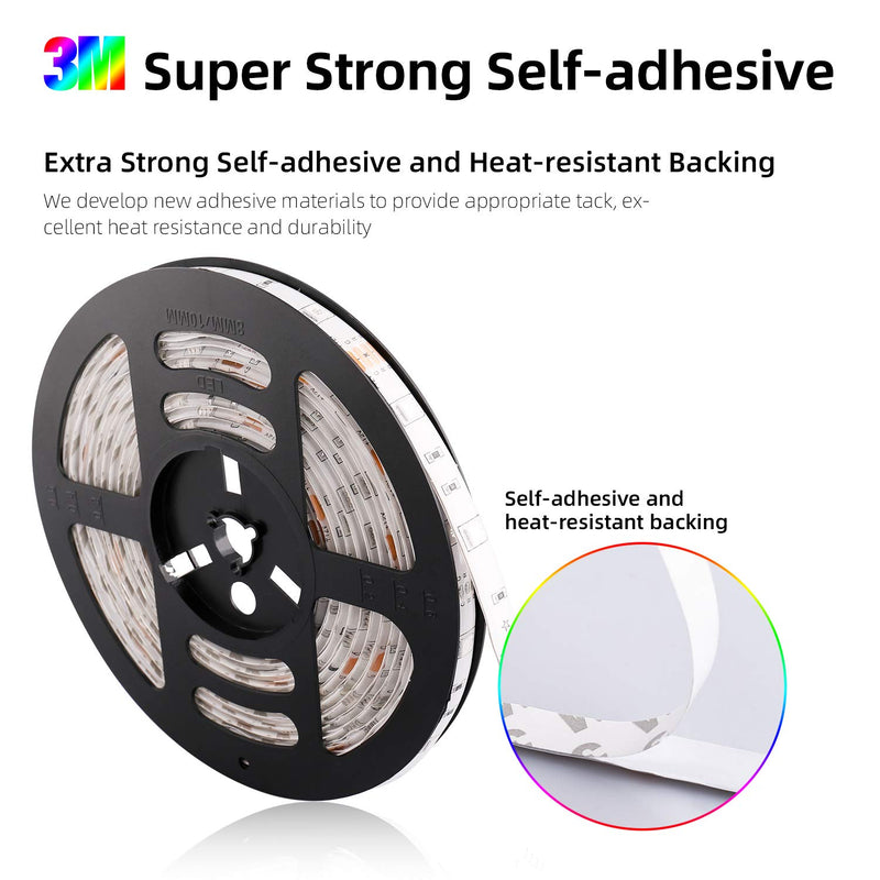 [AUSTRALIA] - Aonsen 16.4ft Waterproof LED Strip Light, RGB LED Light Strip, 5050 LED Tape Light, Color-Changing LED Light Strip, with Remote Control, for Living Room Kitchen Bed, Home Decoration Soft Light Strip Led-16.4ft 