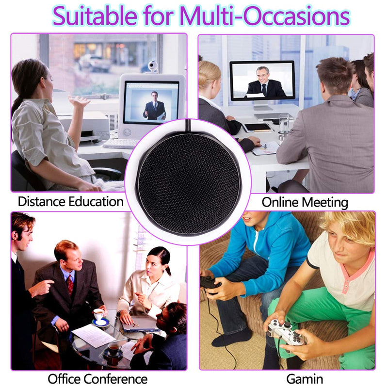 Conference USB Microphone for Meeting Business Computer PC, Laptop,Desktop,Mac & Macbook, Portable Table for Online Chatting, Calls, Meeting, Video Conference(Black)