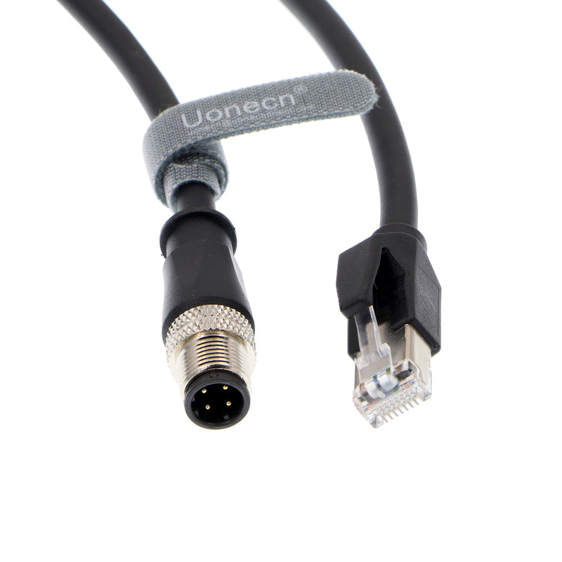 Uonecn M12 4 Pin D-Code Male to RJ45 Male Waterproof Shielded Ethernet Cable Assembly for Industrial Camera 3 Meters 4-Pin D-Code Male to RJ45 3M