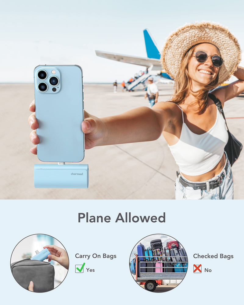 Charmast Small Portable Charger 5000mAh, Ultra-Compact 20W PD Fast Charging Power Bank Mini Battery Pack Compatible with iPhone 14/14 Pro Max/13/13 Pro Max/12/12 Pro Max/11/XR/X/8/7/6, and More Blue