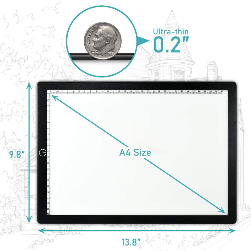 Tracing Light Box, A4 Light Board Portable LED Light Pad Tracer Dimmable Winshine Copy Board Artcraft Tracing Light with USB Power Cable for Artists Drawing, Sketching, Animation