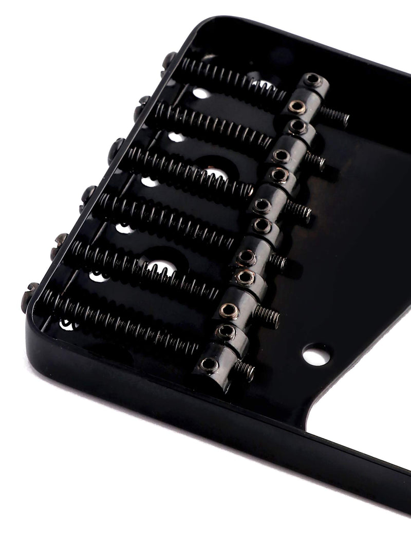 Metallor Vintage Guitar Bridge 6 Saddles String Through Body Bridge Compatible with Tele Telecaster Ashtray Style Electric Guitar Parts Replcement Black.