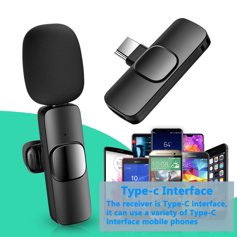 Wireless Microphone Lavalier for Android Smartphone - USB-C Wireless Lapel Microphone System Plug-Play Wireless Mini MIC for TikTok YouTube Live Stream Vlog Zoom NO APP & Bluetooth Needed (for USB-C)