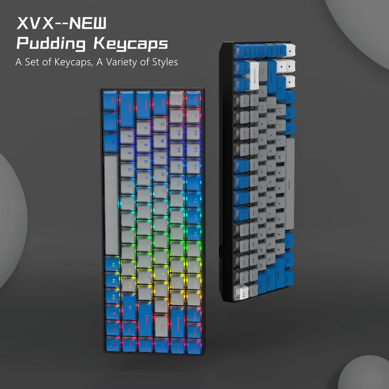 XVX Pudding Keycaps - PBT Keycaps, 165 Keys Keyboard Keycaps, OEM Profile Keycaps Set, Custom Keycaps for 61/68/84/87/82/100 Cherry Gateron MX Switches Mechanical Keyboard - Blue Mothership