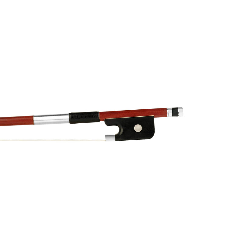 Forté Brazilwood Cello Bow - Round Stick, Half-mounted Ebony Frog and Authentic Horsehair (1/2) 1/2