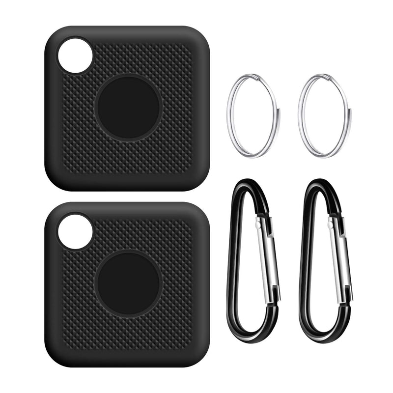 Silicone Case for Tile Pro (2020 & 2018), 2 Pack Cover Case Anti-Scratch Lightweight Soft Full Body Shock Protective Sleeve Ultra Slim Skin for Tile Pro Bluetooth Anti-Loss Device with Carabiner Black