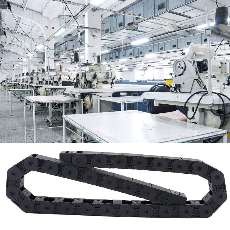 Cable Drag Chain, Reinforced Nylon PA66 Wire Carrier 1 Meter R38 Black Bridge Type Opening Drag Chain for 3D Printer CNC Machine 18x25mm