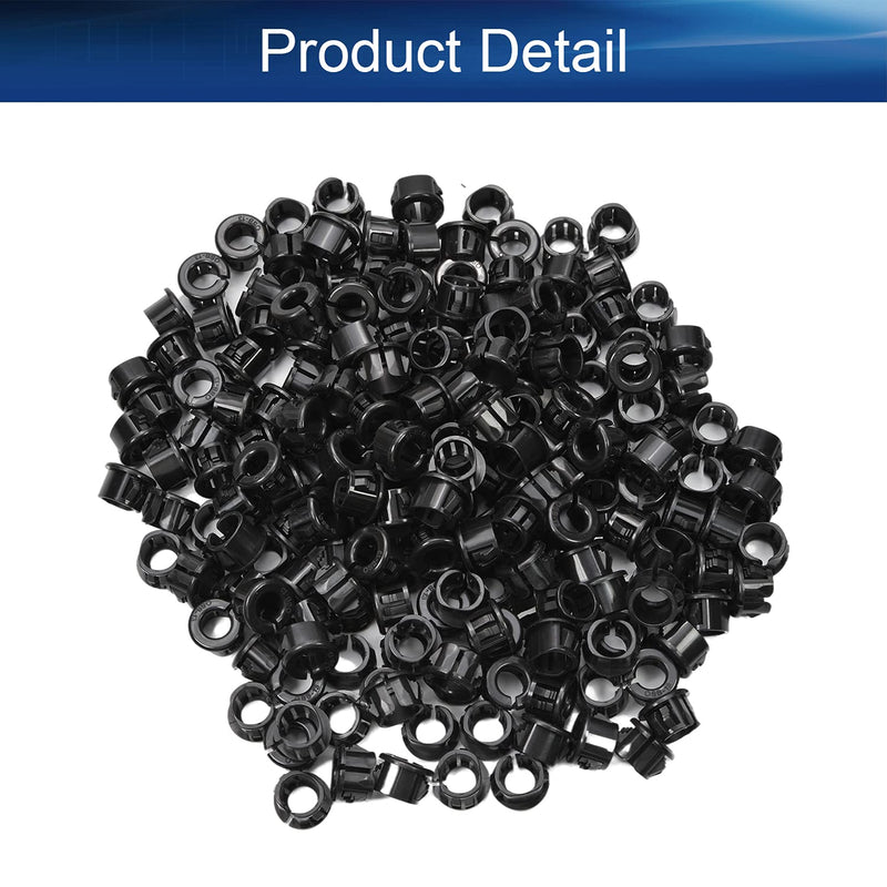 Bettomshin 200Pcs Black Snap Bushing 13mm/0.51" Mounting Dia Nylon Snap in Cable Hose Bushing Grommet Protectors OSB-13 for Cable Snap Bushing Insulated Protection