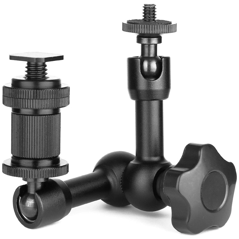 ChromLives 7'' Magic Arm, Articulating Magic Friction Arm Adjustable with Hot Shoe Mount 1/4'' Tripod Screw Compatible with DSLR Camera Rig/LCD/DV Monitor/LED Lights/Flash Light/Microphone