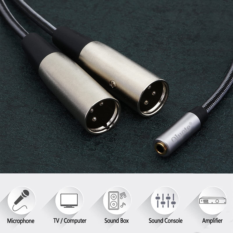 Oluote TRS 3.5mm Female Stereo Jack to Dual XLR Male Cable, Breakout Interconnect And Patch Cable (0.3M) 3.5mm Female to Dual XLR Male