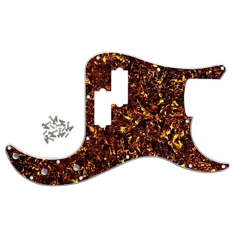 FLEOR 13-Hole Modern Style Standard Precision Bass Pickguard without Truss Rod Notch for 4 String P Bass Model, Brown Tortoise